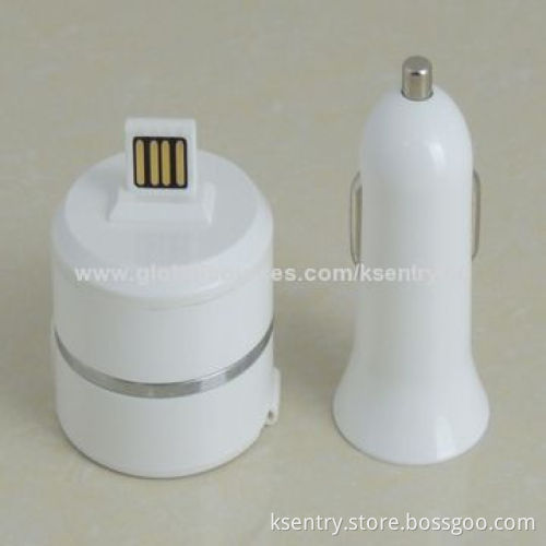 2014 Newest Design High-quality Mini USB Car Chargers with 3-in-1 Retractable Cable